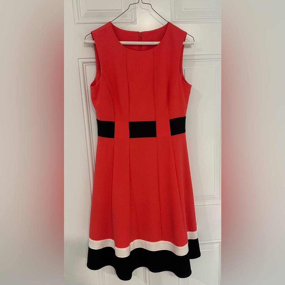 Red Black White Colorblock Dress